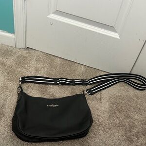 Kate Spade Black Shoulder Bag with Striped Strap